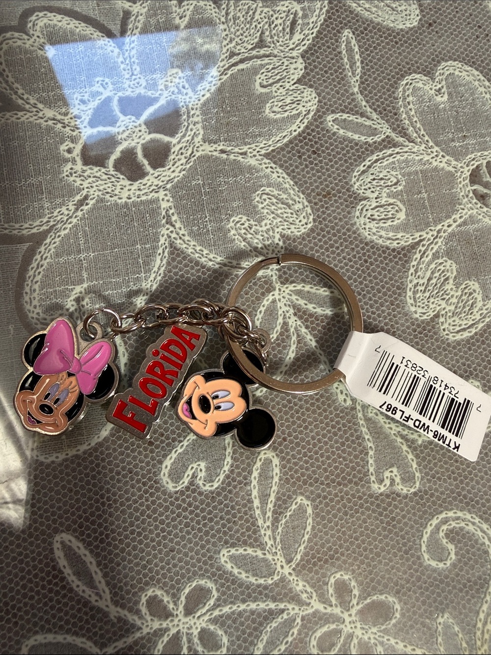 Disney Pink Bow Minnie & Mickey Florida Keychain - Picture 2 of 4